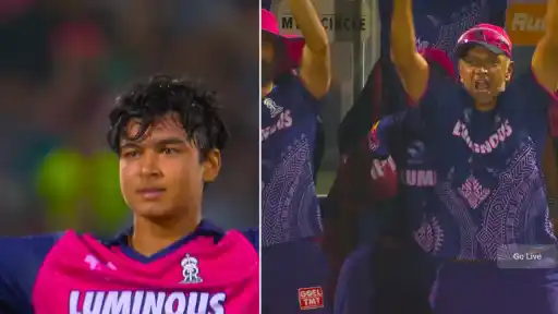 Rahul Dravid celebration on Vaibhav Suryavanshi's century